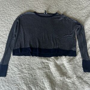 Eileen Fisher Blue and Gray Long Sleeve Crop Sweatshirt